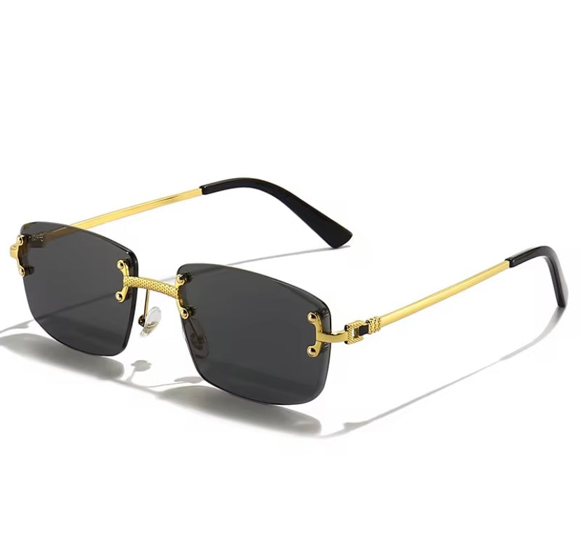 Black and gold mens sunglasses. Luxury frameless sunglasses by SunglassesLDN.