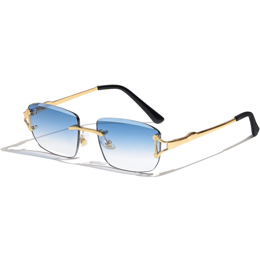 Gold Sunglasses by SunglassesLDN. Blue lens sunglasses. Perfect sunglasses for Women and Men. 